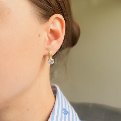 Sterling Silver Rhodium & Gold Plated English Lock Earrings