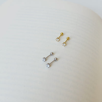 Sidabriniai užsukami vinukai su cirkoniu