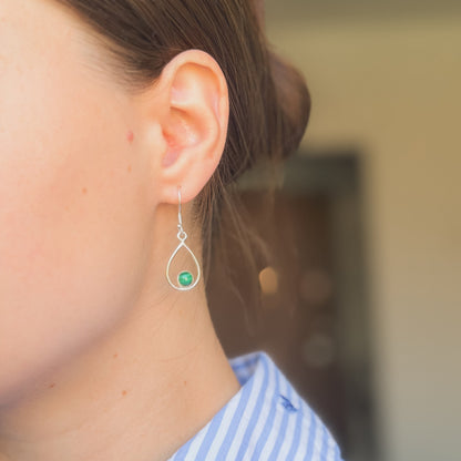 Sterling Silver Malachite Drop Earrings