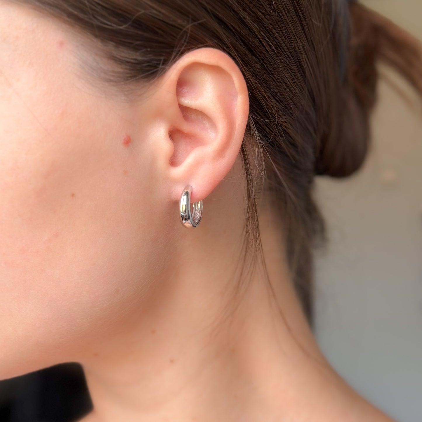 Sterling Silver Rhodium Plated Hoops