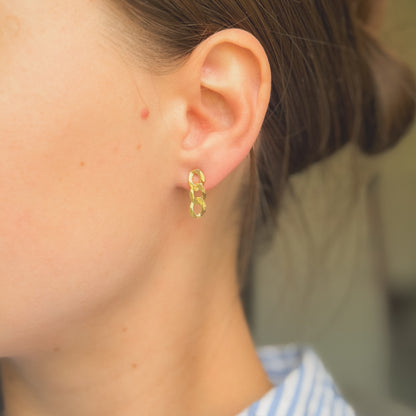 Sterling Silver Gold Plated 16 mm Chain Drop Earrings