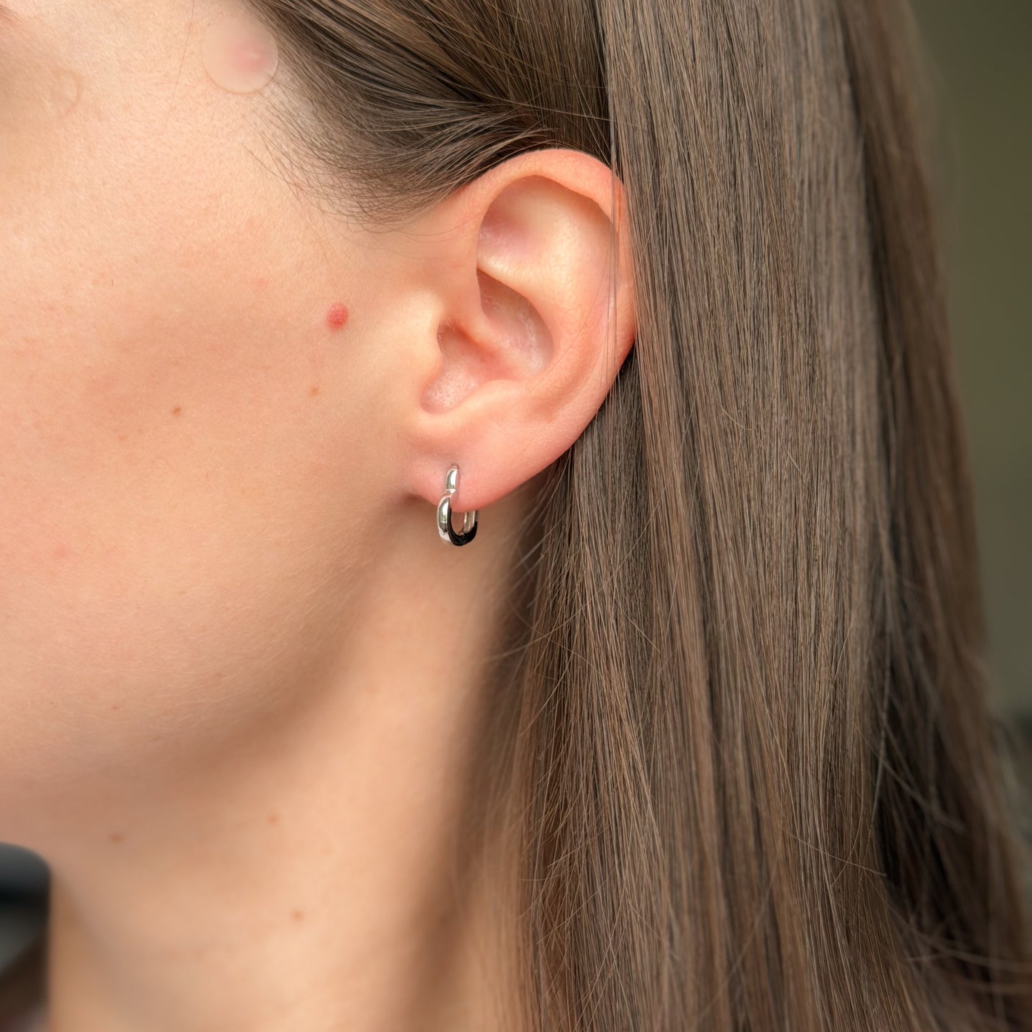 Sterling Silver Rhodium Plated Heart Hoops