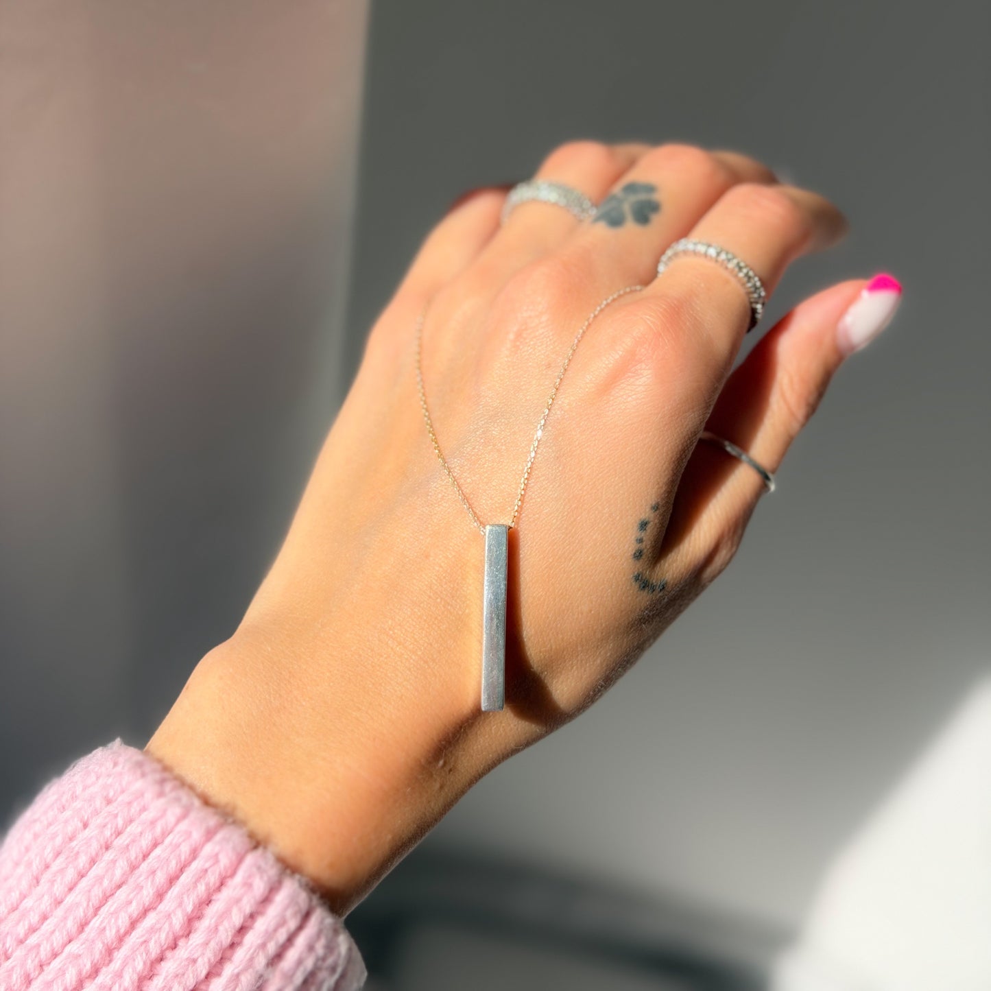 Sidabrinis auksuotas pakabukas "Stick Necklace" su grandinėle
