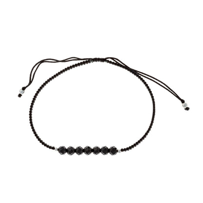 Siūlo apyrankė su juodojo spinelio akmenukais