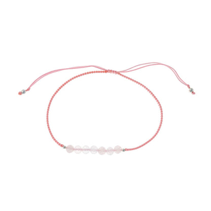Siūlo apyrankė su rožinio kvarco akmenukais