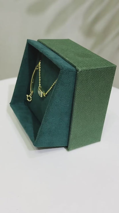 Sterling Silver Gold Plated Rectangle CZ Bracelet