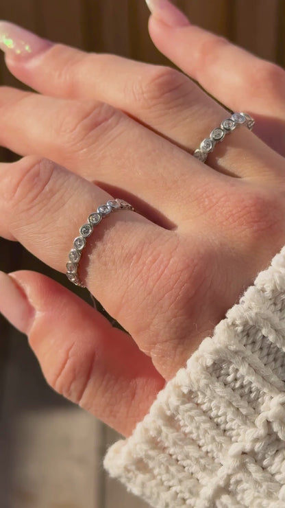 Silver Rhodium Plated 3 mm CZ Band Ring