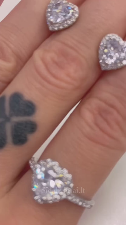 Sidabrinės širdutės su cirkoniu