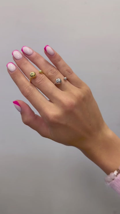 Sterling Silver Rhodium Plated Bead Ring