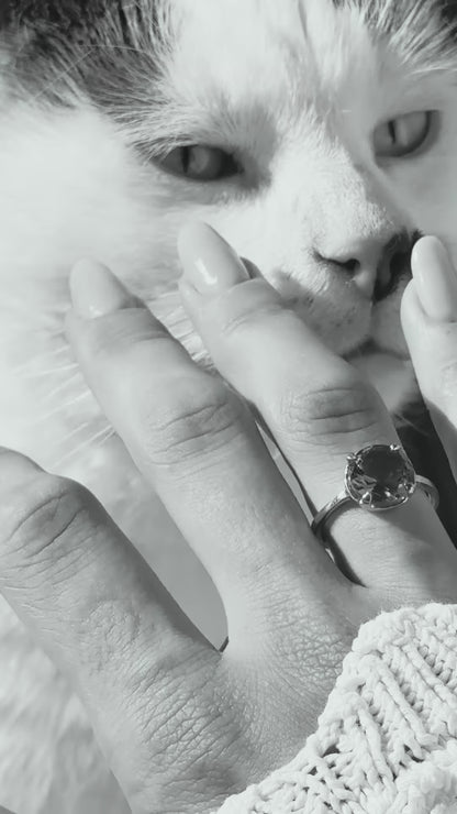 925 Sidabrinis Rodžiuotas Žiedas su Spalvą Keičiančiu  Ovaliu Sultanitu