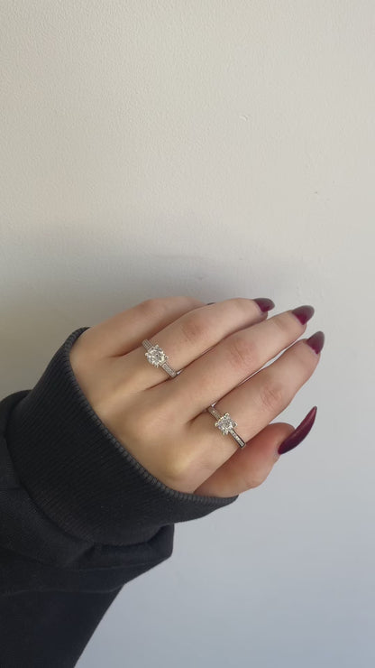 Silver Rhodium Plated CZ Crystal Ring