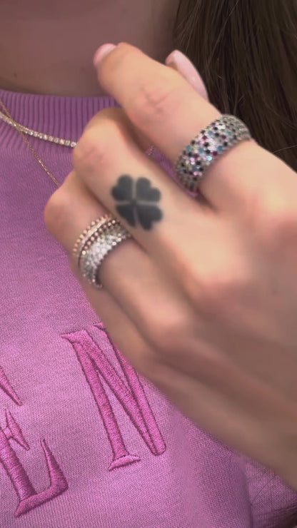 Scandinavian Silver Rose Gold Plated CZ Band Ring