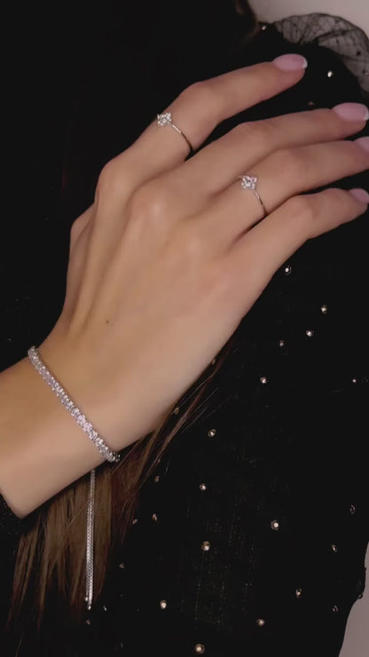 Sidabrinis rodžiuotas žiedas "Keturlapis dobilas" su cirkoniu