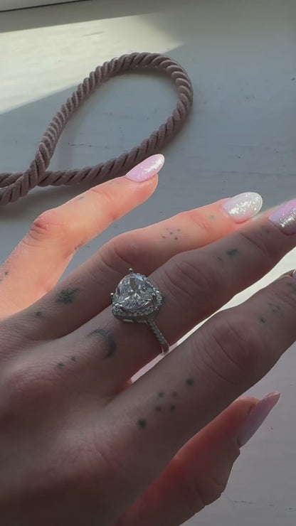 Sterling Silver Rhodium Plated CZ Heart Ring