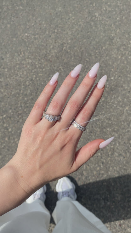 Sterling Silver Rhodium Plated CZ Band Ring