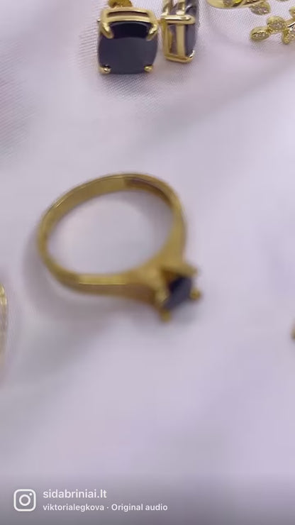 Sidabrinis auksuotas reguliuojamas žiedas