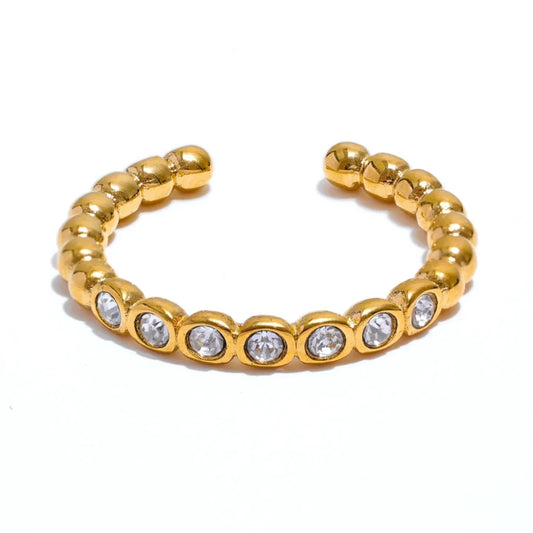 Auksuotas reguliuojamo dydžio žiedas su 7 mažais cirkoniais