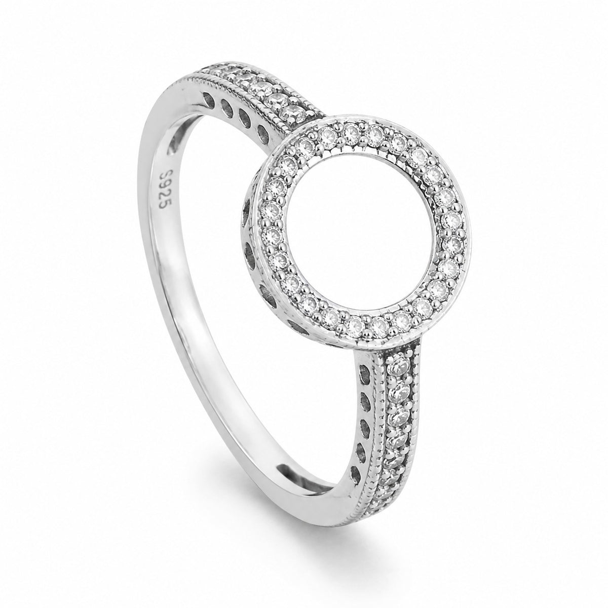 Sidabrinis rodžiuotas žiedas su cirkoniais
