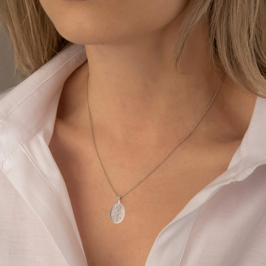 Sterling Silver Rhodium Plated Rose Necklace