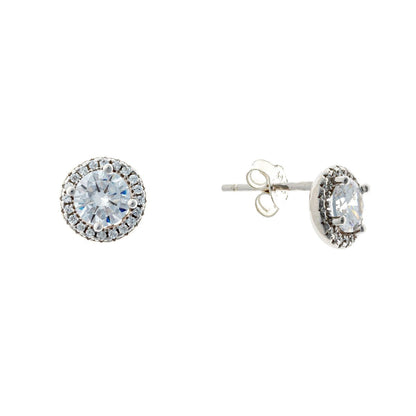 Sidabriniai rodžiuoti auskarai su apvaliu cirkoniu