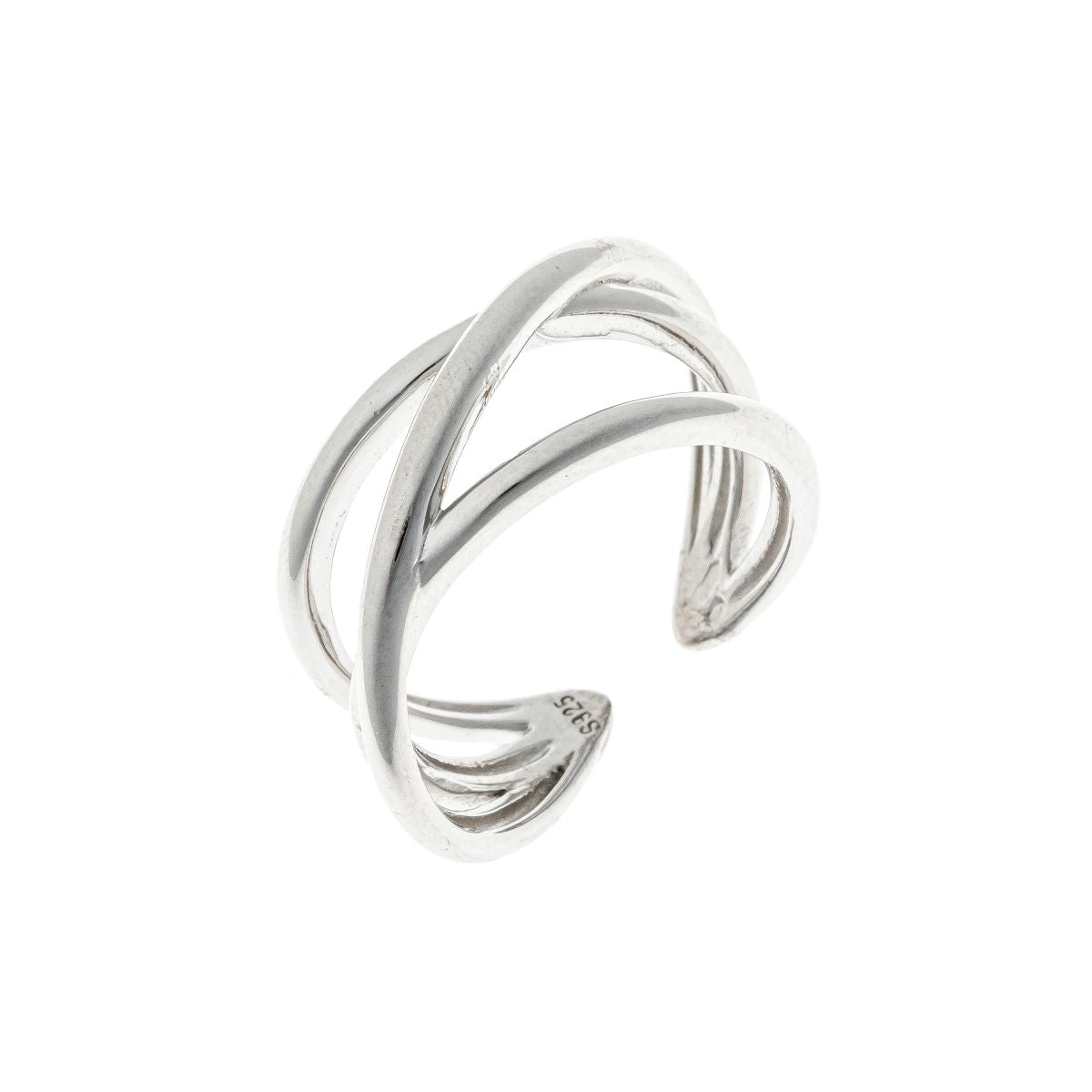 Sidabrinis rodžiuotas reguliuojamo dydžio žiedas